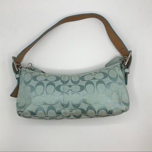 Baby blue coach baguette purse
